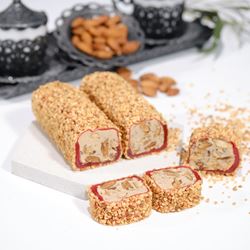 Roll with Rice, Almonds, Watermelon, and Almond Cream