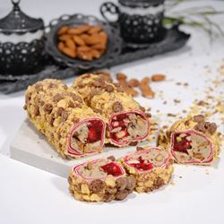 Roll with Crispy Coating, Marmalade, and Almonds