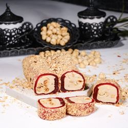 Roll with Hazelnut Coating, Strawberry, and Hazelnut Cream