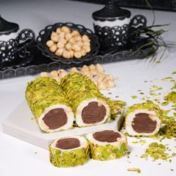 Chocolate Brownie Roll with Sliced Pistachios